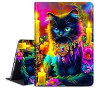 Dikoer for Amazon Kindle Fire 7 (12th Generation, 2022 Release) 7" Tablet Case, Slim Kickstand Stand Leather Smart Cover with Auto Wake/Sleep, Candle Kitten