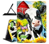 Dikoer for Amazon Kindle Fire HD 10(5th/7th/9th Generation 2015/2017/2019 Released) Tablet Case, Slim Kickstand Stand Leather Smart Cover with Auto Wake/Sleep for Women Men, Farm Cows