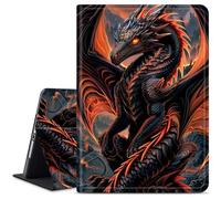 Dikoer for Amazon Kindle Fire HD 10 (9th/7th/5th Generation, 2019/2017/2015 Release) 10.1" Tablet Case, Slim Kickstand Stand Leather Smart Cover with Auto Wake/Sleep, Red Dragon