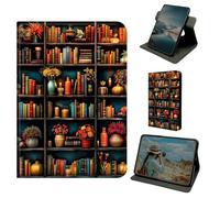 Dikoer for Amazon Kindle Fire HD 8 & 8 Plus 12th/10th Generation 2024/2022/2020 Release Case, 360 Degree Rotating Stand Smart Folio Protective Cover with Auto Sleep/Wake for Women Men, Library