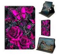 Dikoer for Amazon Kindle Fire HD 8 & 8 Plus 12th/10th Generation 2024/2022/2020 Release Case, 360 Degree Rotating Stand Smart Folio Protective Cover with Auto Sleep/Wake for Women Men, Fuchsia Rose