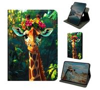 Dikoer for Amazon Kindle Fire HD 8 & 8 Plus 12th/10th Generation 2024/2022/2020 Release Case, 360 Degree Rotating Stand Smart Folio Protective Cover with Auto Sleep/Wake for Women Men, Forest Giraffe