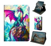 Dikoer for Amazon Kindle Scribe 10.2 Inch (2022/2024 Released) Case, 360 Degree Rotating Stand Smart Folio Protective Cover with Auto Sleep/Wake for Women Men, Purple Feather Dragon