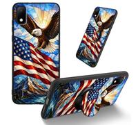 Dikoer for Cricket Debut/AT&T Calypso 2 TPU Cover, Flag Eagle | Men Women's Cell Phone Accessories Bumper Shockproof Protection Anti-Fingerprint Matte Case with Adhesive Grip Stand