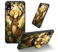 Dikoer for Cricket Debut/AT&T Calypso 2 TPU Cover, Leaf Deer | Men Women's Cell Phone Accessories Bumper Shockproof Protection Anti-Fingerprint Matte Case with Adhesive Grip Stand