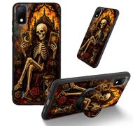 Dikoer for Cricket Debut/AT&T Calypso 2 TPU Cover, Sunset Skull | Men Women's Cell Phone Accessories Bumper Shockproof Protection Anti-Fingerprint Matte Case with Adhesive Grip Stand