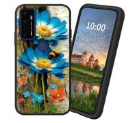 Dikoer for Cricket Debut/AT&T Calypso 2 TPU Soft Matte Candy Cover, Men Women's Cell Phone Accessories Bumper Shockproof Protection Anti-Fingerprint Matte Case - Blue Flower Wood