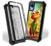 Dikoer for Cricket Debut S2/At&t Calypso 4 Case with Screen Protector, Heavy Duty Dual Layer Hard PC & Silicone Shockproof Protective Phone Cover for Women Men, Orange Butterfly Frog