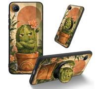 Dikoer for Cricket Debut S2/AT&T Calypso 4 TPU Cover, Grumpy Cactus | Men Women's Cell Phone Accessories Bumper Shockproof Protection Anti-Fingerprint Matte Case with Adhesive Grip Stand