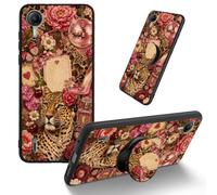 Dikoer for Cricket Debut S2/AT&T Calypso 4 TPU Cover, Leopard Cheetah | Men Women's Cell Phone Accessories Bumper Shockproof Protection Anti-Fingerprint Matte Case with Adhesive Grip Stand