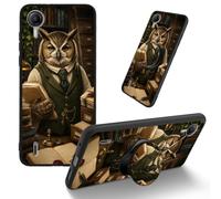 Dikoer for Cricket Debut S2/AT&T Calypso 4 TPU Cover, Owl Archivist | Men Women's Cell Phone Accessories Bumper Shockproof Protection Anti-Fingerprint Matte Case with Adhesive Grip Stand