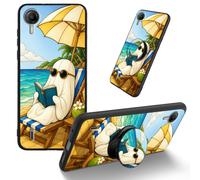 Dikoer for Cricket Debut S2/AT&T Calypso 4 TPU Cover, Summer Beach | Men Women's Cell Phone Accessories Bumper Shockproof Protection Anti-Fingerprint Matte Case with Adhesive Grip Stand