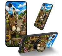 Dikoer for Cricket Debut S2/AT&T Calypso 4 TPU Cover, White Cloud Donkey | Men Women's Cell Phone Accessories Bumper Shockproof Protection Anti-Fingerprint Matte Case with Adhesive Grip Stand