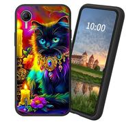 Dikoer for Cricket Debut S2/AT&T Calypso 4 TPU Soft Matte Candy Cover, Men Women's Cell Phone Accessories Bumper Shockproof Protection Case, Candle Black Cat