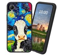 Dikoer for Cricket Debut S2/AT&T Calypso 4 TPU Soft Matte Candy Cover, Men Women's Cell Phone Accessories Bumper Shockproof Protection Case, Black White Cow