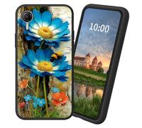 Dikoer for Cricket Debut S2/AT&T Calypso 4 TPU Soft Matte Candy Cover, Men Women's Cell Phone Accessories Bumper Shockproof Protection Anti-Fingerprint Matte Case - Blue Flower Wood