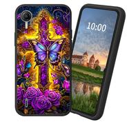 Dikoer for Cricket Debut S2/AT&T Calypso 4 TPU Soft Matte Candy Cover, Men Women's Cell Phone Accessories Bumper Shockproof Protection Case, Purple Rose Cross