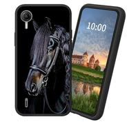 Dikoer for Cricket Debut S2/AT&T Calypso 4 TPU Soft Matte Candy Cover, Men Women's Cell Phone Accessories Bumper Shockproof Protection Case, Black Cool Horse