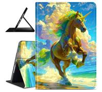 Dikoer for iPad 10.2 Inch 9th/8th/7th Generation 2021/2020/2019 Case, Slim Leather Anti-Slip Multi-Angle Viewing Stand Shockproof Protective Smart Cover for Travel Office, Dreamy Horse Cloud