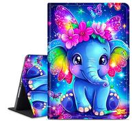 Dikoer for iPad 9.7 Inch Case iPad 6th/5th Generation 2018 2017/iPad Air 2/Air 1 Tablet Case, Slim Kickstand Stand Leather Smart Cover with Auto Wake/Sleep, Blue Art Elephant