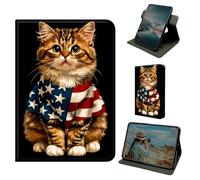 Dikoer for iPad 9.7 Inch iPad 6th/5th Generation 2018 2017/iPad Air 2/Air 1 Case, 360 Degree Rotating Stand Smart Folio Protective Cover with Auto Sleep/Wake for Women Men, National Flag Cat