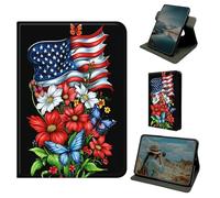 Dikoer for iPad 9.7 Inch iPad 6th/5th Generation 2018 2017/iPad Air 2/Air 1 Case, 360 Degree Rotating Stand Smart Folio Protective Cover with Auto Sleep/Wake for Women Men, National Flag Red Flowers