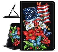 Dikoer for iPad 9.7 Inch iPad 6th Gen 2018/5th Generation 2017 Tablet Case, Slim Kickstand Stand Leather Smart Cover with Auto Wake/Sleep for Women Men, National Flag Red Flowers