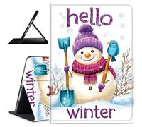 Dikoer for iPad 9th/8th/7th Generation 10.2 Inch 2021/2020/2019 Release Tablet Case, Slim Kickstand Stand Leather Smart Cover with Auto Wake/Sleep for Women Men, Winter Snowman