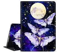 Dikoer for iPad 9th Generation 2021/iPad 8th Generation 2020/iPad 7th Generation 2019 Case, 10.2 iPad Tablet Case, Slim Kickstand Stand Leather Smart Cover with Auto Wake/Sleep, Moon Purple Butterfly