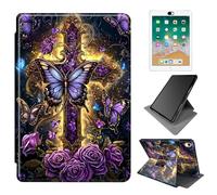 Dikoer for iPad Air 11 Inch Case M2 2024/iPad Air 5th Generation/4th Generation 2022/2020 10.9 Inch Case with 2 * Camera Cover, 360 Degree Rotating Adjustable Stand Smart Case, Purple Butterfly Art