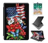Dikoer for iPad Air 11 Inch M4 / M3 / M2 (2026/2025/2024) Case, 360 Degree Rotating Adjustable Stand Smart Leather Tablet Cover for Women Men, National Flag Red Flowers
