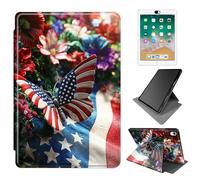 Dikoer for iPad Air 11 Inch M4 / M3 / M2 (2026/2025/2024) Case, 360 Degree Rotating Adjustable Stand Smart Leather Tablet Cover for Women Men, National Flag Butterfly