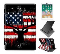 Dikoer for iPad Air 11 Inch M4 / M3 / M2 (2026/2025/2024) Case, 360 Degree Rotating Adjustable Stand Smart Leather Tablet Cover for Women Men, Deer Flag