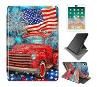 Dikoer for iPad Air 11 Inch M4 / M3 / M2 (2026/2025/2024) Case, 360 Degree Rotating Adjustable Stand Smart Leather Tablet Cover for Women Men, Flag Red Car