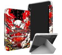 Dikoer for iPad Air 11" M3 2025/M2 2024 iPad Air 5th/4th 10.9" 2022/2020 Clear Case, Slim Transparent Back Shell Kickstand Stand Shockproof Protection Cover[Built-in Pencil Holder], Red Wave Pavilion