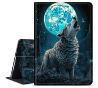 Dikoer for iPad Air 13 Inch M2 2024 Tablet Case, Multiple Viewing Angles & Kickstand Back Case Drop Protection Smart Cover for iPad Air 13 Inch 2024 A2898/A2899/A900, Wolf Moon
