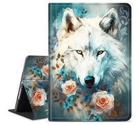Dikoer for iPad Air 13 Inch M2 2024 Tablet Case, Multiple Viewing Angles & Kickstand Back Case Drop Protection Smart Cover for iPad Air 13 Inch 2024 A2898/A2899/A900, Flower Wolf