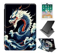 Dikoer for iPad Air 3rd Generation 2019/iPad Pro 10.5 Inch 2017 Case, 360 Degree Rotating Adjustable Stand Smart Leather Tablet Cover for Women Men, Brown Dragon