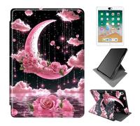 Dikoer for iPad Air 3rd Generation 2019/iPad Pro 10.5 Inch 2017 Case, 360 Degree Rotating Adjustable Stand Smart Leather Tablet Cover for Women Men, Pink Flower Moon