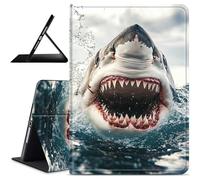 Dikoer for iPad Air 5th/4th Generation 2022/2020 10.9 Inch/iPad Air 11" M3 2025/M2 2024 Tablet Case, Slim Kickstand Stand Leather Smart Cover with Auto Wake/Sleep for Women Men, Wave Shark
