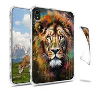 Dikoer for iPad Mini 7 A17 Pro 2024/iPad Mini 6 2021 8.3 Inch Clear Tablet Case, Slim Back Shell Anti-Slip Soft TPU Protection Transparent Shockproof Cover for iPad Mini 7/Mini 6, Lion