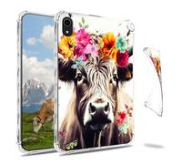 Dikoer for iPad Mini 7 A17 Pro 2024/iPad Mini 6 2021 8.3 Inch Clear Tablet Case, Slim Back Shell Anti-Slip Soft TPU Protection Transparent Shockproof Cover for iPad Mini 7/Mini 6, Flower Cow