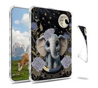 Dikoer for iPad Mini 7 A17 Pro 2024/iPad Mini 6 2021 8.3 Inch Clear Tablet Case, Slim Back Shell Anti-Slip Soft TPU Protection Transparent Shockproof Cover for iPad Mini 7/Mini 6, Flower Elephant