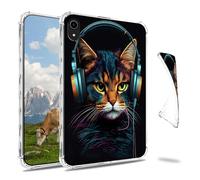 Dikoer for iPad Mini 7 A17 Pro 2024/iPad Mini 6 2021 8.3 Inch Clear Tablet Case, Slim Back Shell Anti-Slip Soft TPU Protection Transparent Shockproof Cover for iPad Mini 7/Mini 6, Cat