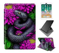 Dikoer for iPad mini 7 A17 Pro 2024/Mini 6 2021 Case 8.3 Inch, 360 Degree Rotating Adjustable Stand Smart Leather Tablet Cover for Women Men, Purple Flower Snake