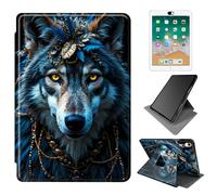 Dikoer for iPad mini 7 A17 Pro 2024/Mini 6 2021 Case 8.3 Inch, 360 Degree Rotating Adjustable Stand Smart Leather Tablet Cover for Women Men, Dark Cool Wolf