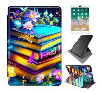 Dikoer for iPad mini 7 A17 Pro 2024/Mini 6 2021 Case 8.3 Inch, 360 Degree Rotating Adjustable Stand Smart Leather Tablet Cover for Women Men, Blue Book Flower