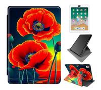 Dikoer for iPad mini 7 A17 Pro 2024/Mini 6 2021 Case 8.3 Inch, 360 Degree Rotating Adjustable Stand Smart Leather Tablet Cover for Women Men, Red Flower