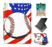 Dikoer for iPad mini 7 A17 Pro 2024/Mini 6 2021 Case 8.3 Inch, 360 Degree Rotating Adjustable Stand Smart Leather Tablet Cover for Women Men, National Flag Baseball
