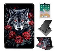 Dikoer for iPad mini 7 A17 Pro 2024/Mini 6 2021 Case 8.3 Inch, 360 Degree Rotating Adjustable Stand Smart Leather Tablet Cover for Women Men, Rose Grey Wolf
